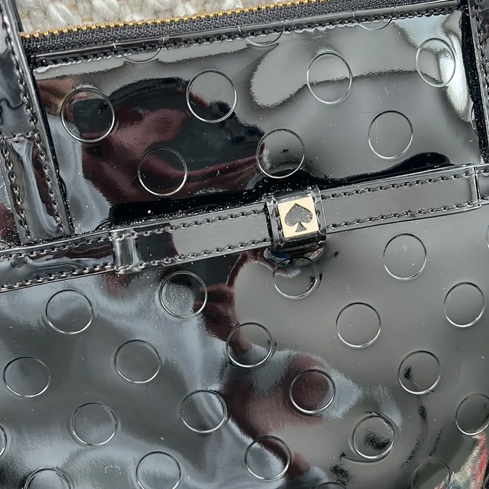 Kate Spade Patent Leather Polka Dot Medium Zipper Tote